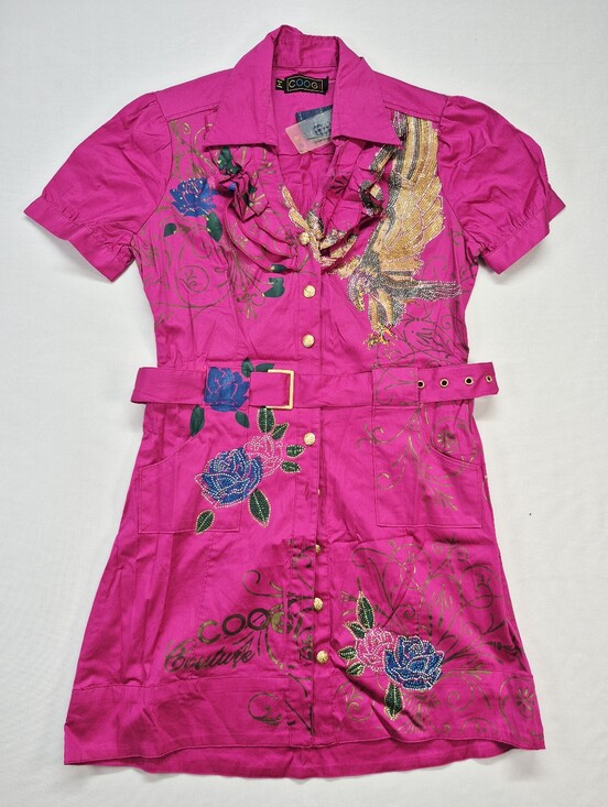 COOGI Dresses & Skirts - COOGI Couture Vtg Button Up Embelished Dress Women's Medium Eagle NWT Flaws